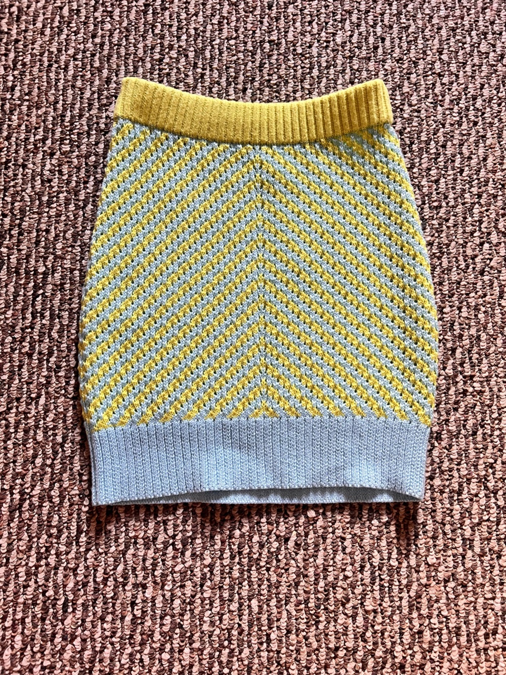 For Love & Lemons Striped Knit Skirt in Light Blue and Yellow